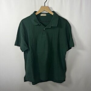 Vtg L.L.‎ Bean Men Chest 44" Large Green Double L Collared Short Sleeve Polo Top
